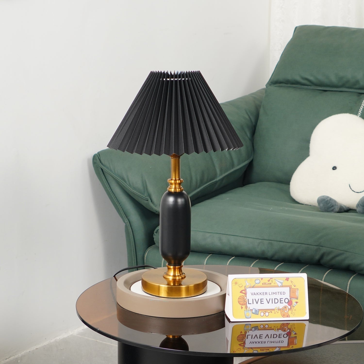 Vintage Antique Brass Table Lamp with Tapered Fabric Shade Classic Desk Light for Bedroom Office