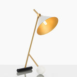 Modern Marble Table Lamp with Conical Shade and Orb Accent for Elegant Bedside and Study Lighting