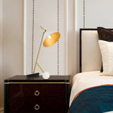 Modern Marble Table Lamp with Conical Shade and Orb Accent for Elegant Bedside and Study Lighting