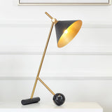 Modern Marble Table Lamp with Conical Shade and Orb Accent for Elegant Bedside and Study Lighting