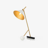 Modern Marble Table Lamp with Conical Shade and Orb Accent for Elegant Bedside and Study Lighting
