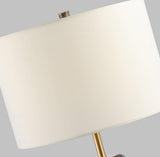 Modern Marble Bedside Table Lamp Gold Metal Finish with White Fabric Drum Shade