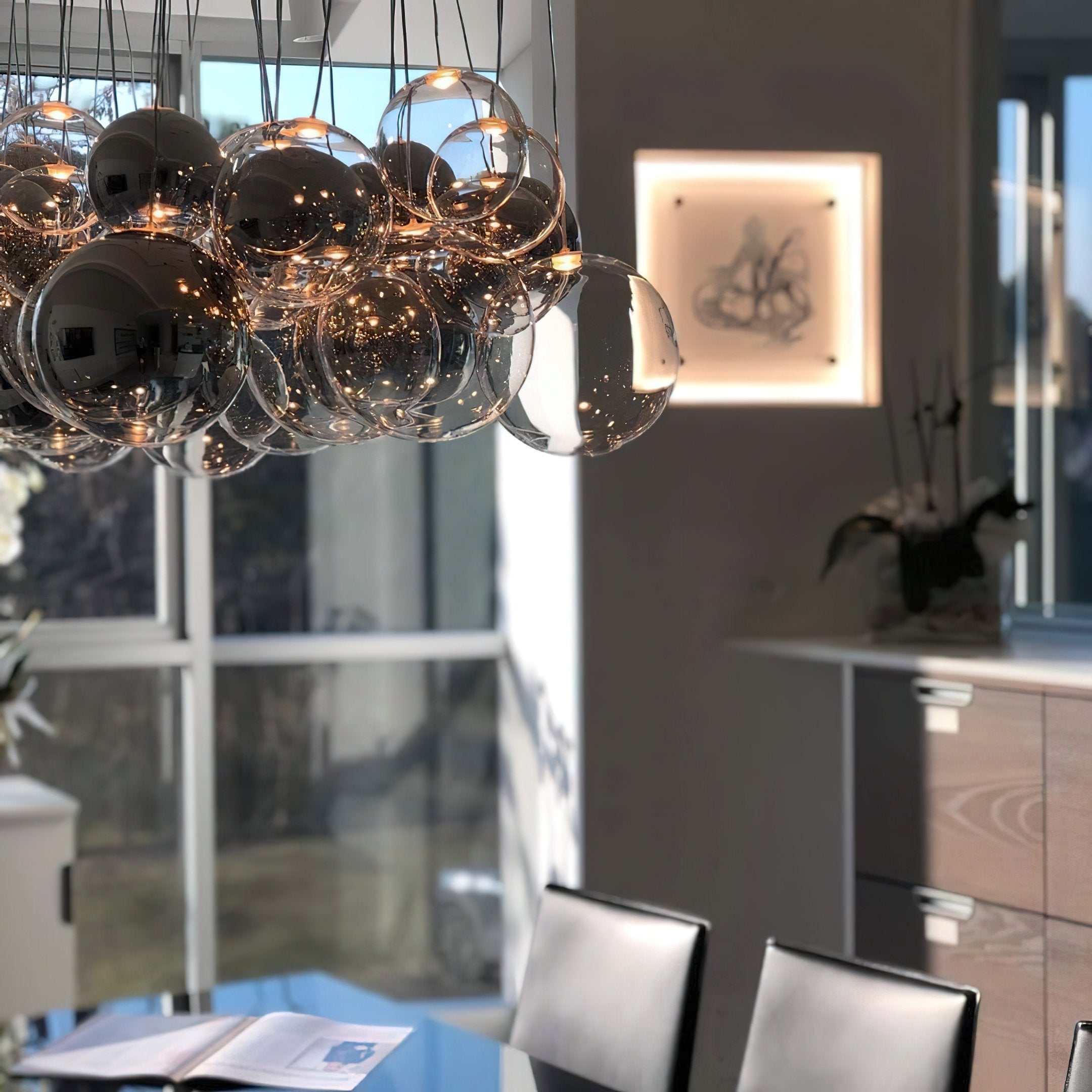 artistic-led-cluster-bubble-pendant-lamp-with-chrome-accents-and-glass-spheres