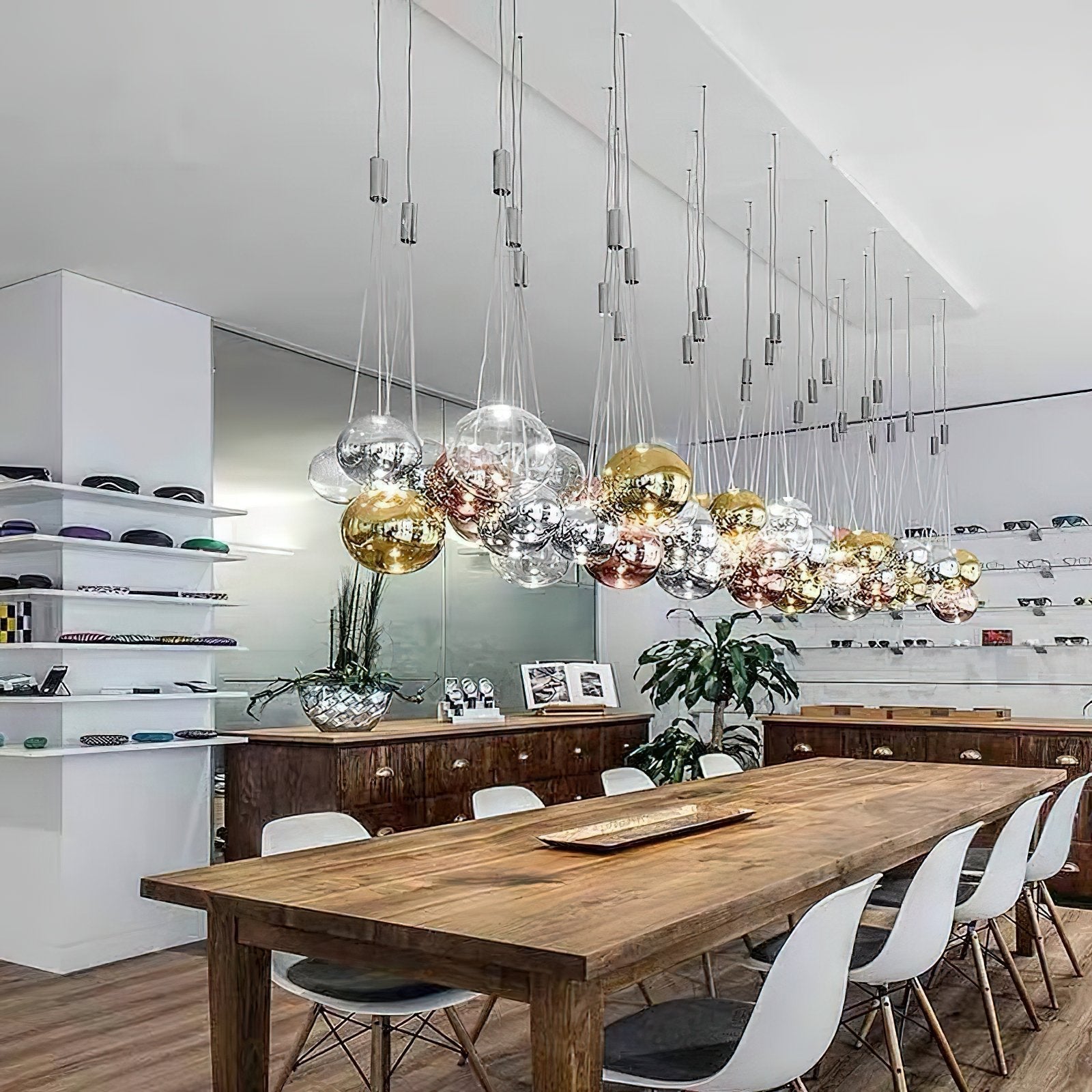 artistic-led-cluster-bubble-pendant-lamp-with-chrome-accents-and-glass-spheres
