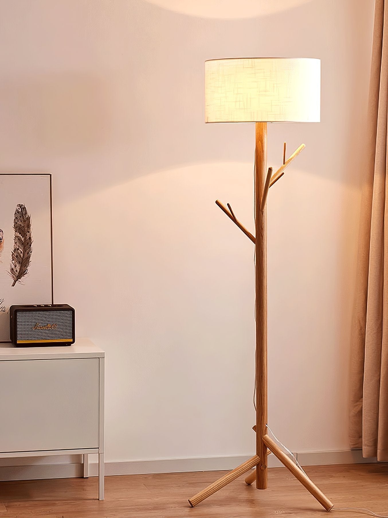 modern-ash-wood-tripod-floor-lamp-with-integrated-coat-rack-and-fabric-shade