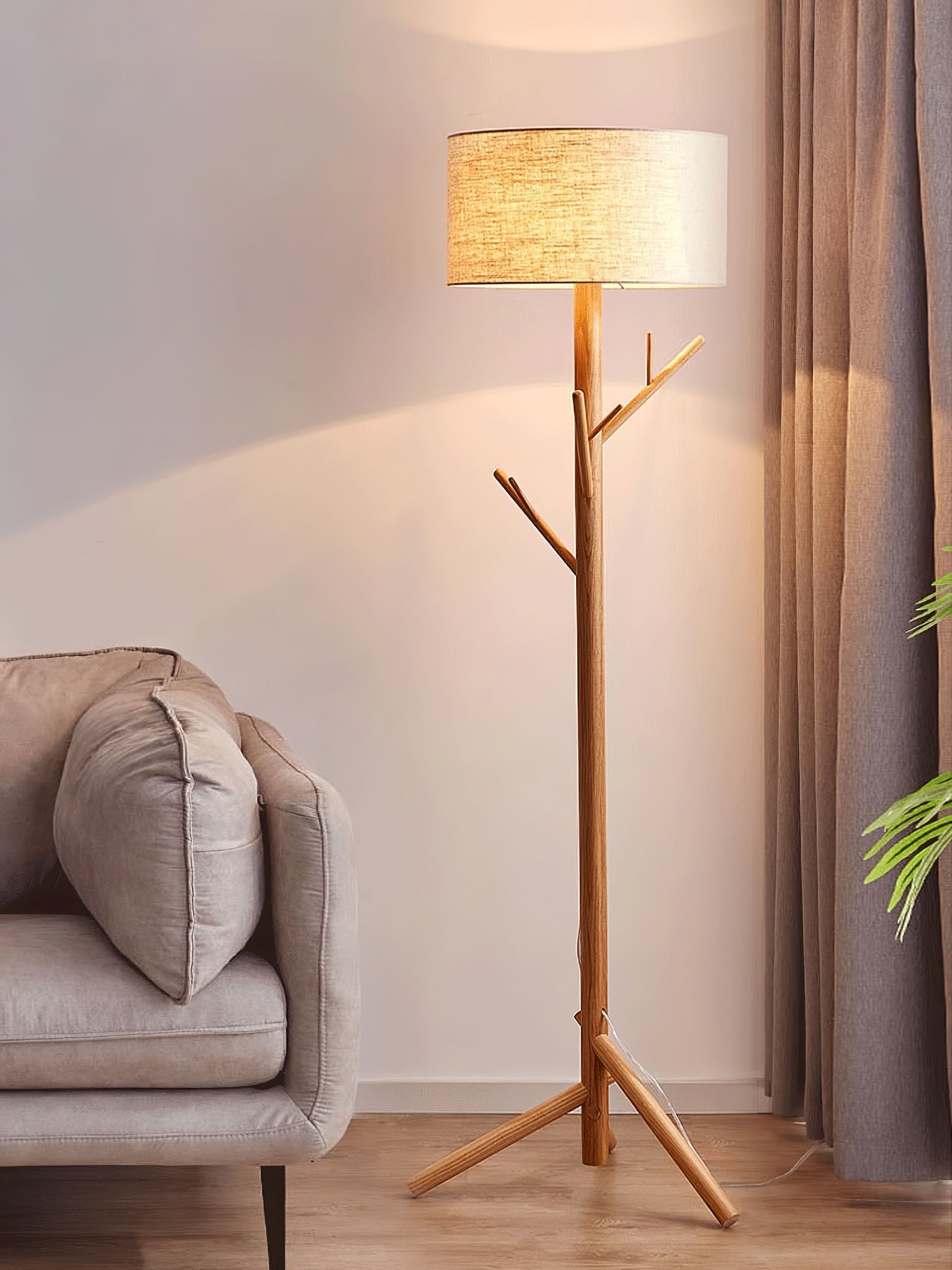 modern-ash-wood-tripod-floor-lamp-with-integrated-coat-rack-and-fabric-shade