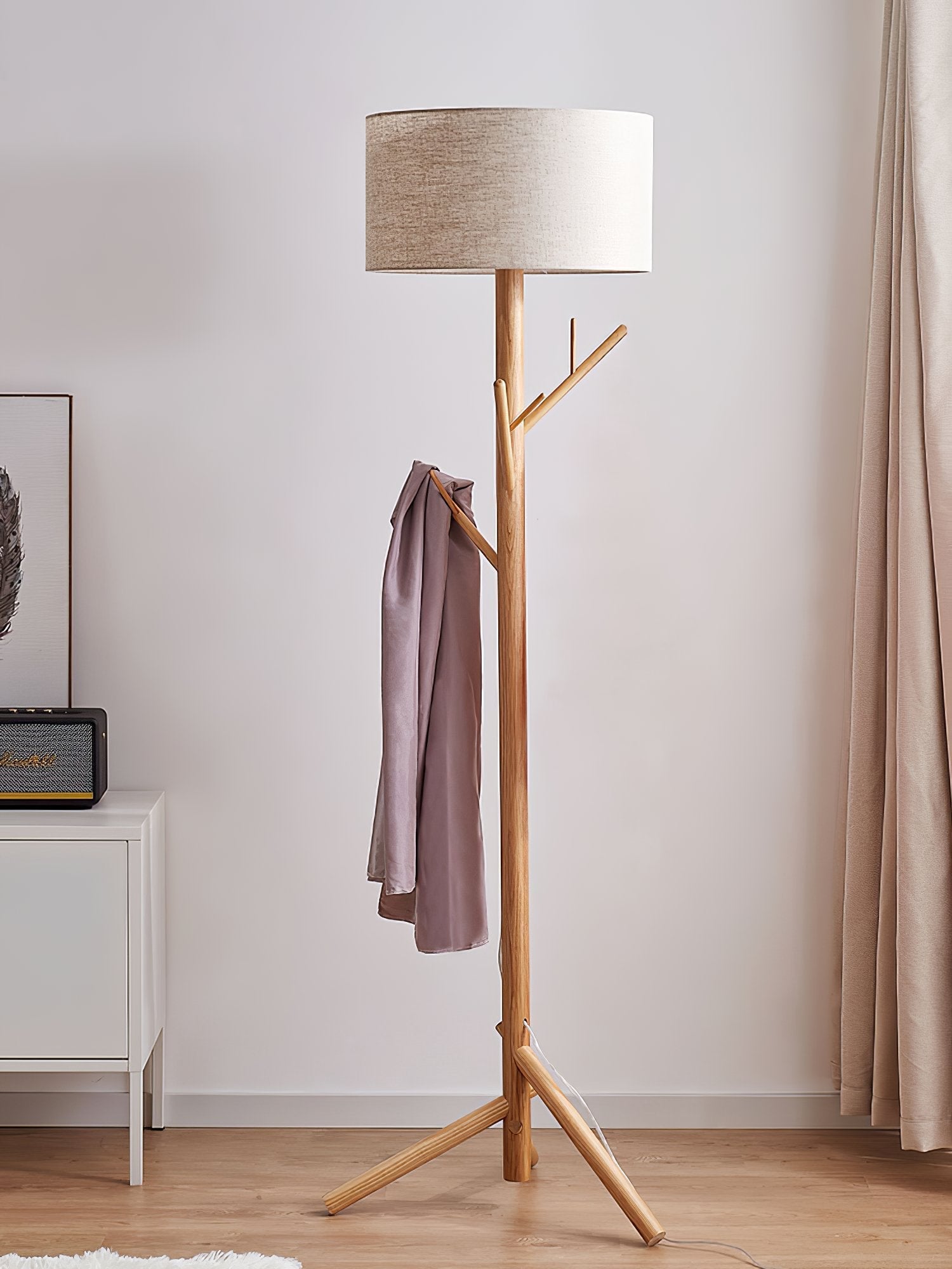 modern-ash-wood-tripod-floor-lamp-with-integrated-coat-rack-and-fabric-shade