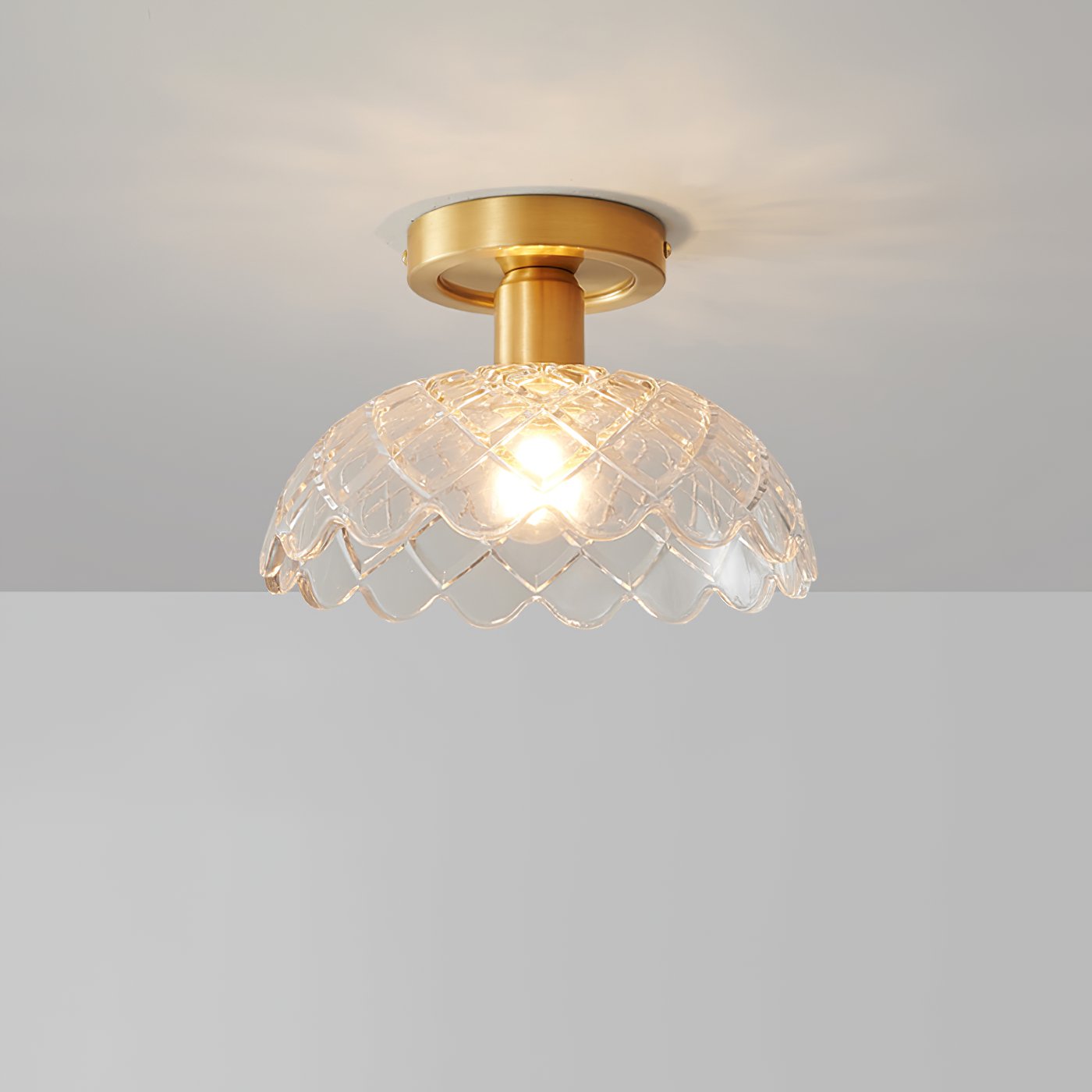 vintage-glass-pineapple-ceiling-flush-mount-light-in-brass-for-entryway-and-hallway