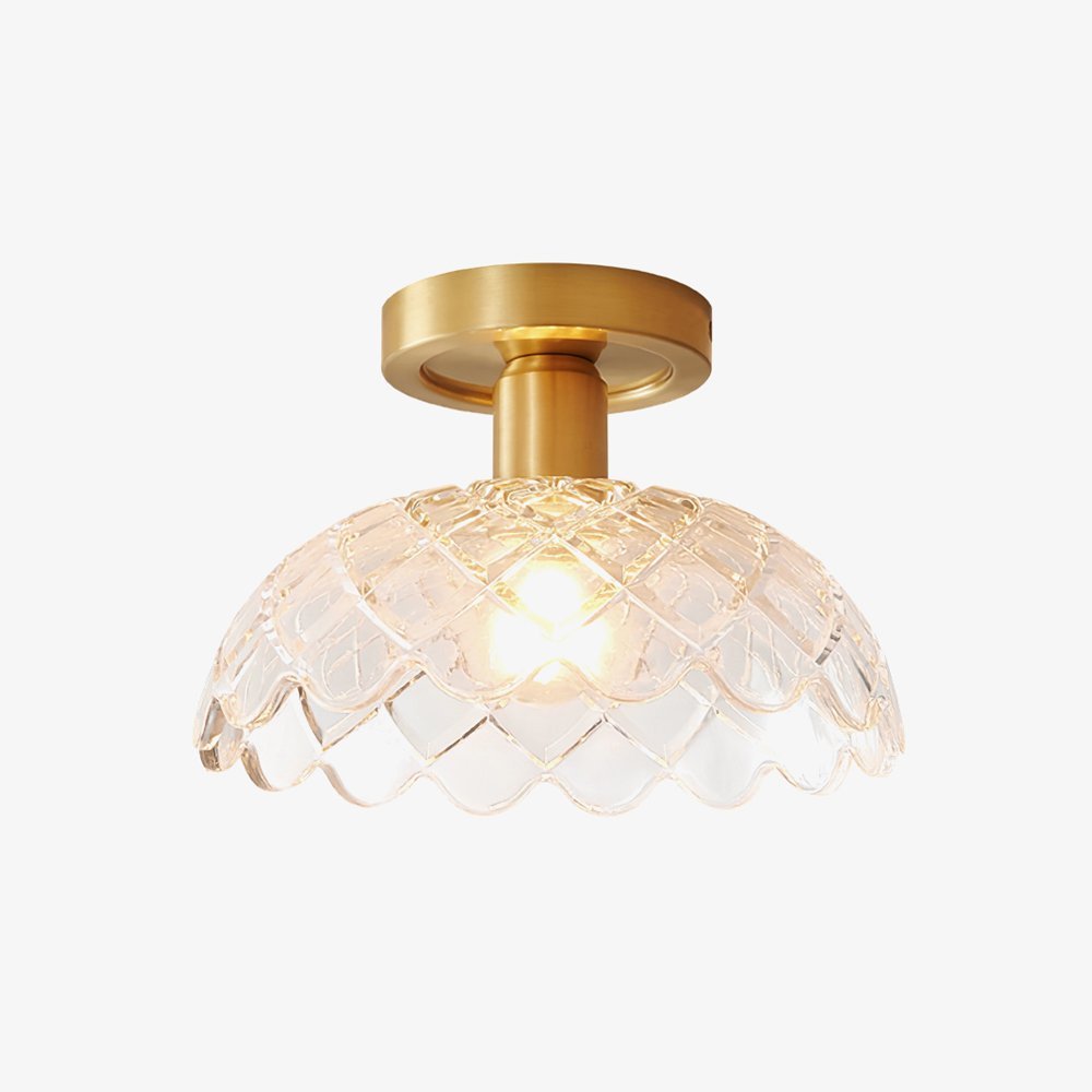 vintage-glass-pineapple-ceiling-flush-mount-light-in-brass-for-entryway-and-hallway