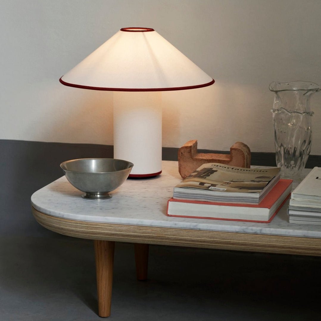 Colette Art Deco Portable Table Lamp with Elegant Textured Fabric Shade