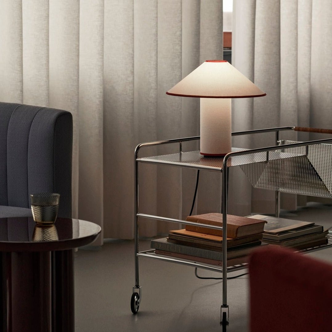 Colette Art Deco Portable Table Lamp with Elegant Textured Fabric Shade