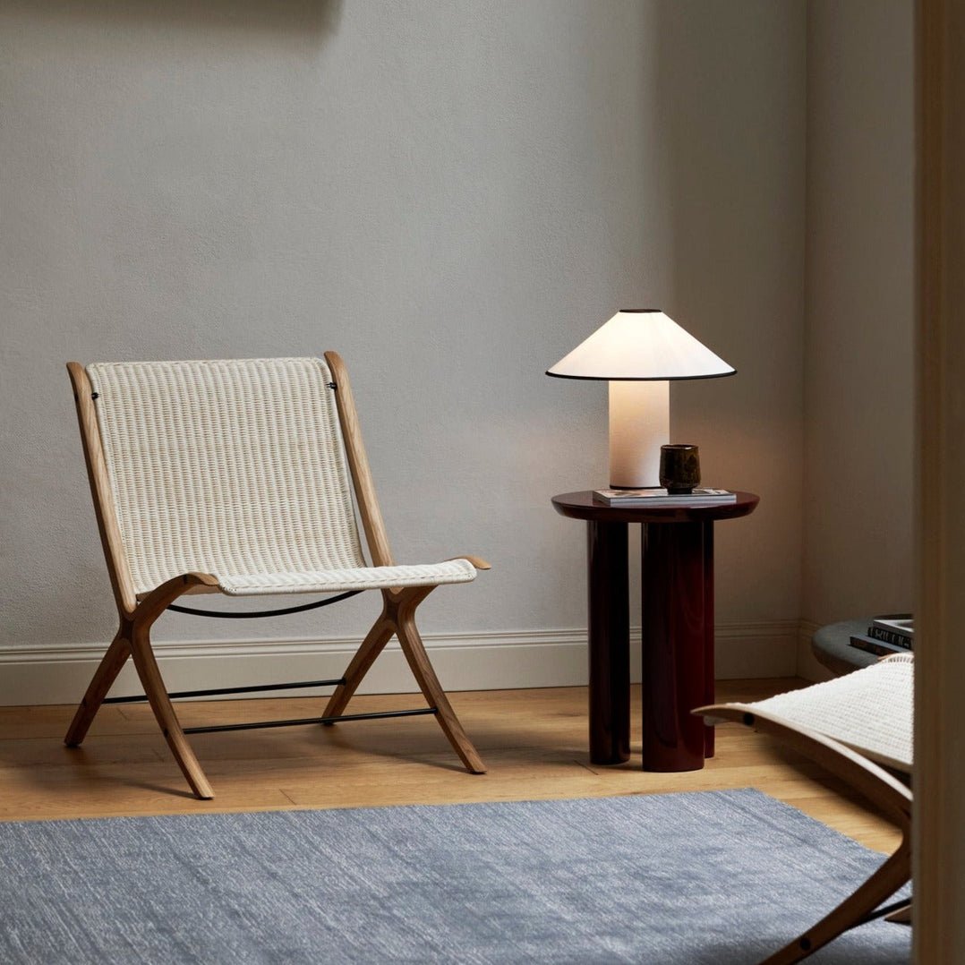 Colette Art Deco Portable Table Lamp with Elegant Textured Fabric Shade