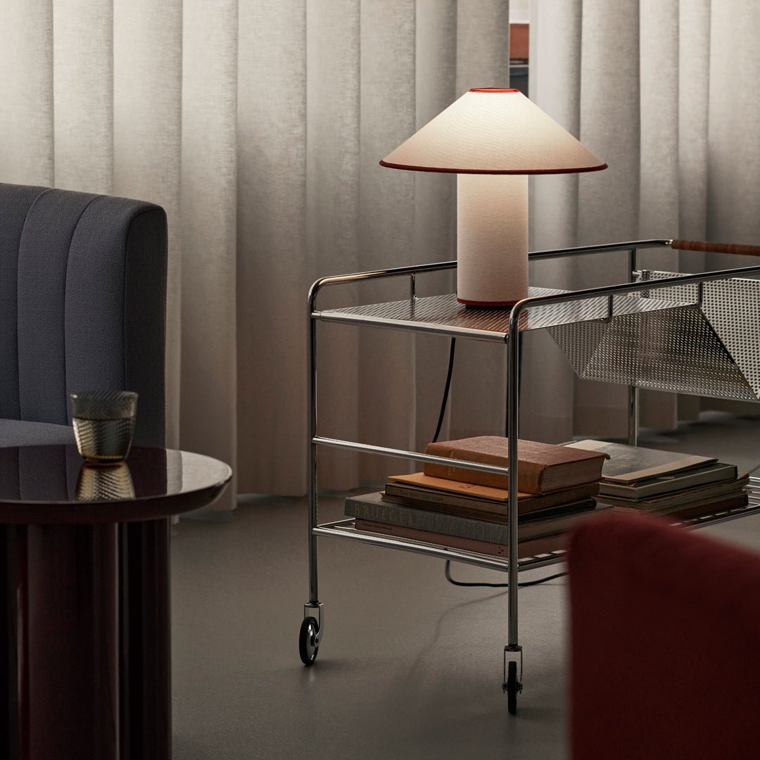Colette Art Deco Portable Table Lamp with Elegant Textured Fabric Shade