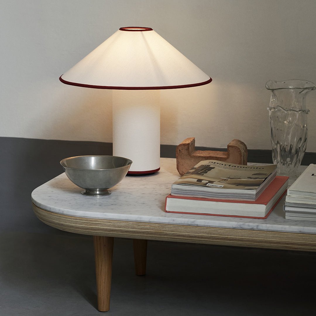 Colette Art Deco Portable Table Lamp with Elegant Textured Fabric Shade