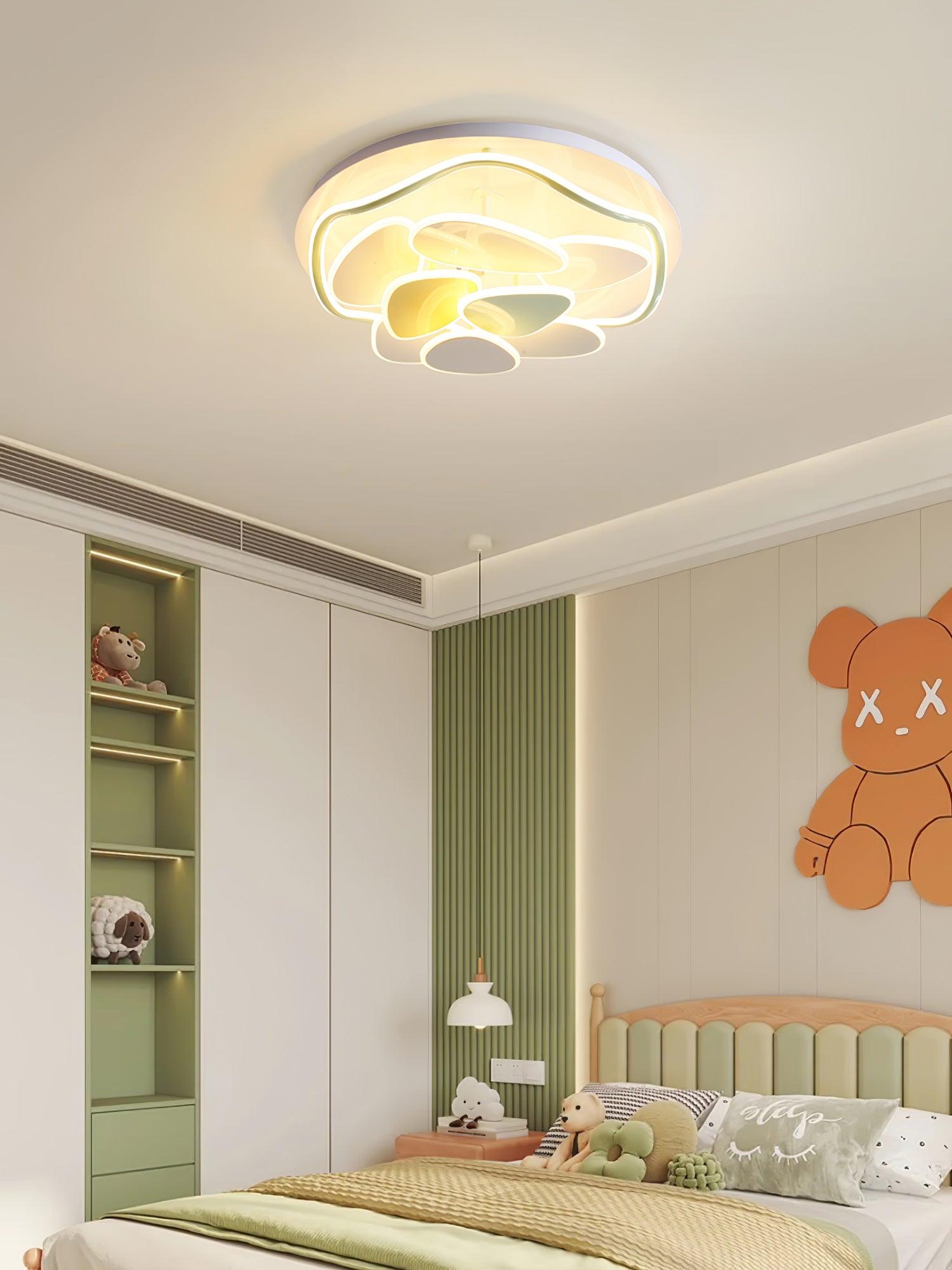 Modern Cloud Shape Round LED Flush Mount Ceiling Lamp for Playroom and Bedroom Decor