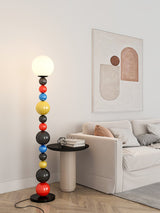 Modern Round Glass Globe Floor Lamp Colorful Metal Standing Reading Light for Indoor Use