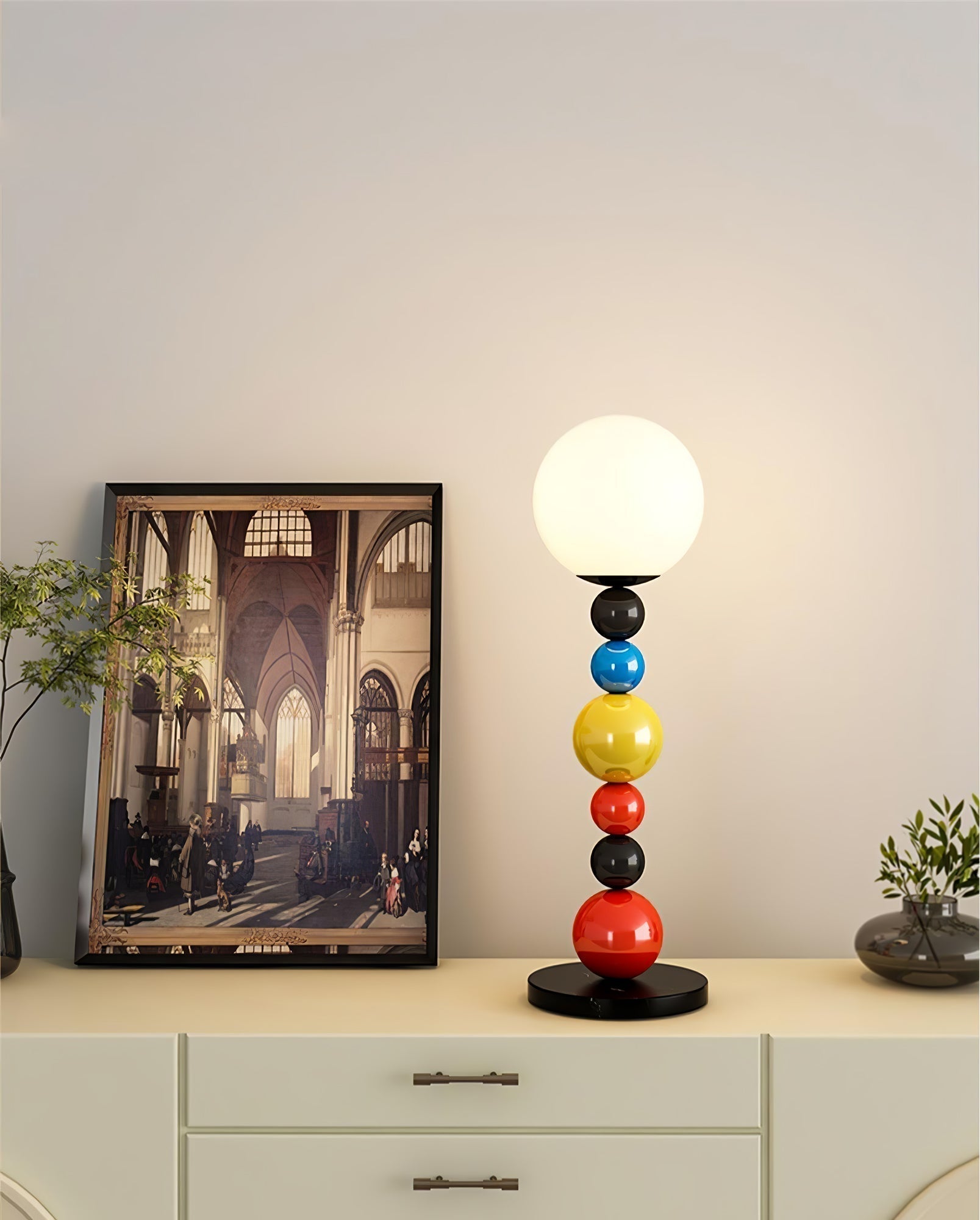 Modern Round Glass Globe Floor Lamp Colorful Metal Standing Reading Light for Indoor Use