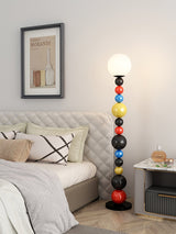 Modern Round Glass Globe Floor Lamp Colorful Metal Standing Reading Light for Indoor Use