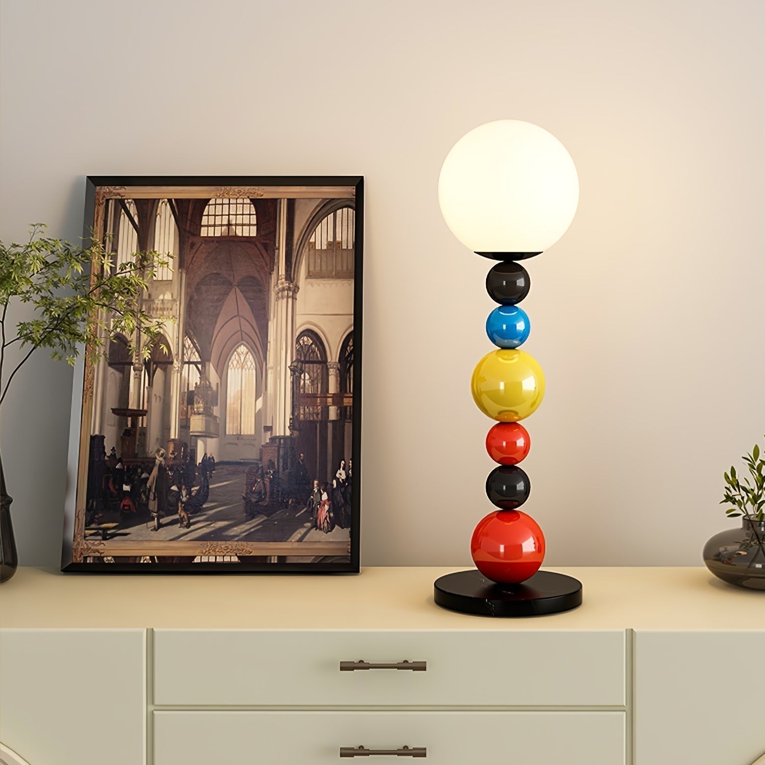 Modern Round Glass Globe Floor Lamp Colorful Metal Standing Reading Light for Indoor Use
