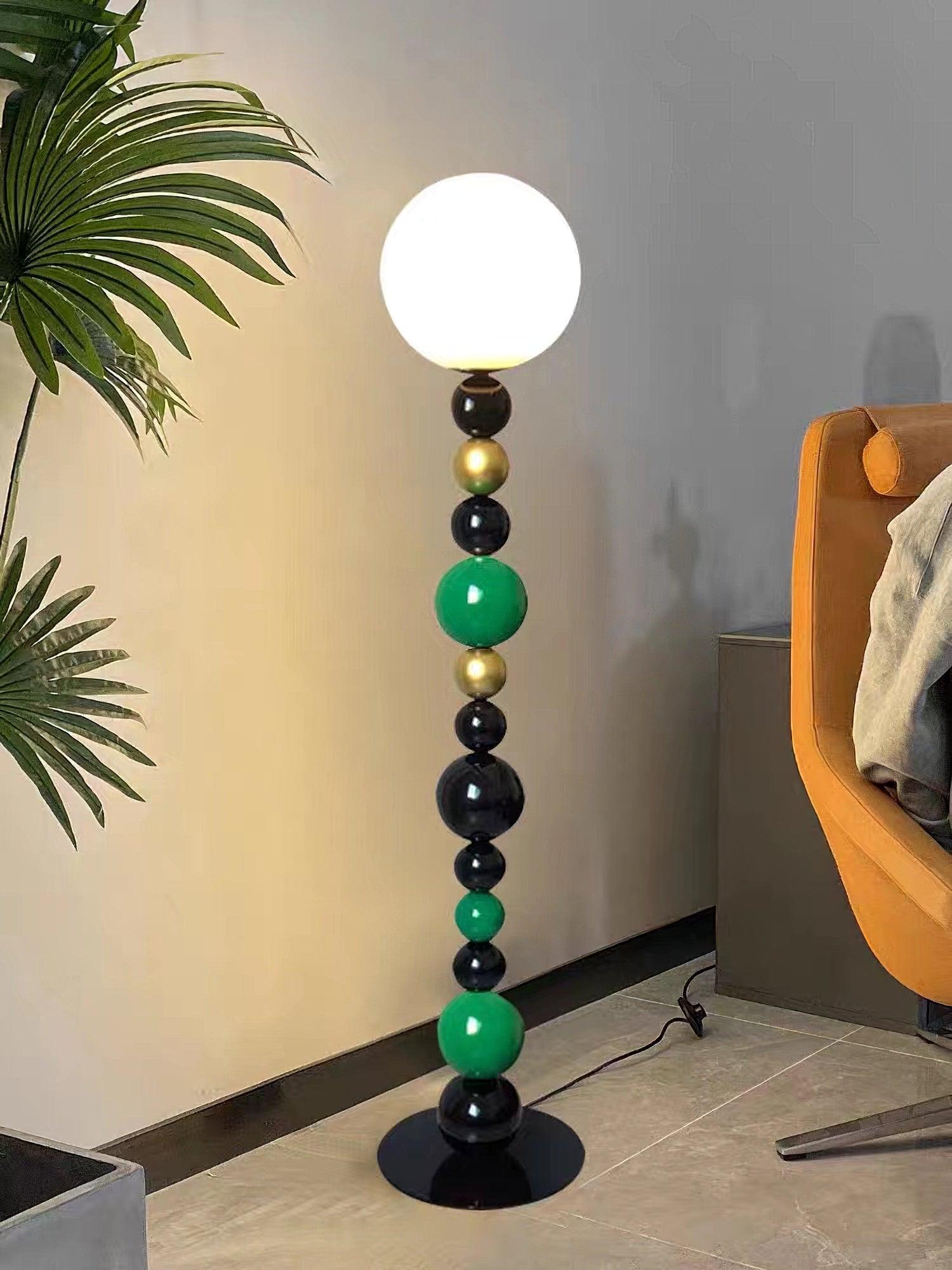 Modern Round Glass Globe Floor Lamp Colorful Metal Standing Reading Light for Indoor Use