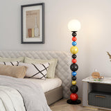 Modern Round Glass Globe Floor Lamp Colorful Metal Standing Reading Light for Indoor Use