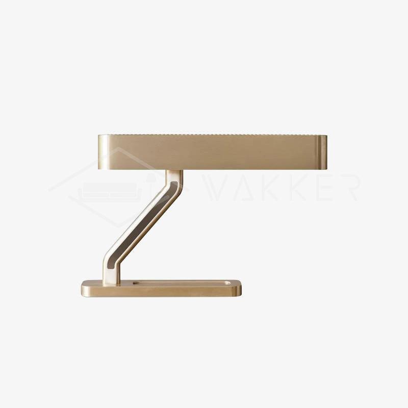 Modern Industrial Brass Table Lamp with Integrated LED and Built in Pen Tray