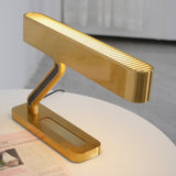 Modern Industrial Brass Table Lamp with Integrated LED and Built in Pen Tray