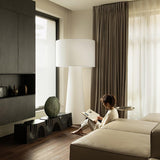 Modern Column White Fabric Floor Lamp Elegant Minimalist Cylinder Standing Light