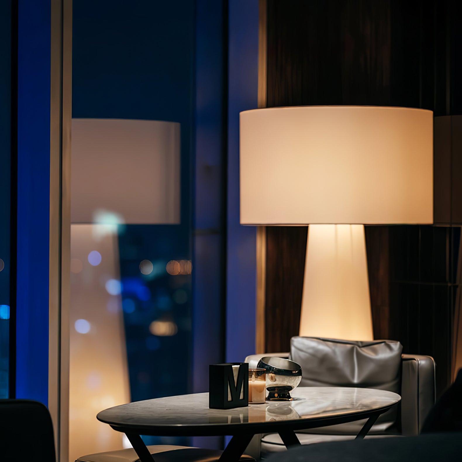 Modern Column White Fabric Floor Lamp Elegant Minimalist Cylinder Standing Light