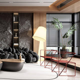 Modern Column White Fabric Floor Lamp Elegant Minimalist Cylinder Standing Light
