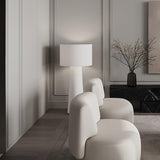 Modern Column White Fabric Floor Lamp Elegant Minimalist Cylinder Standing Light