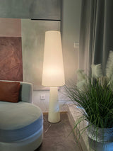 Modern Column White Fabric Floor Lamp Elegant Minimalist Cylinder Standing Light