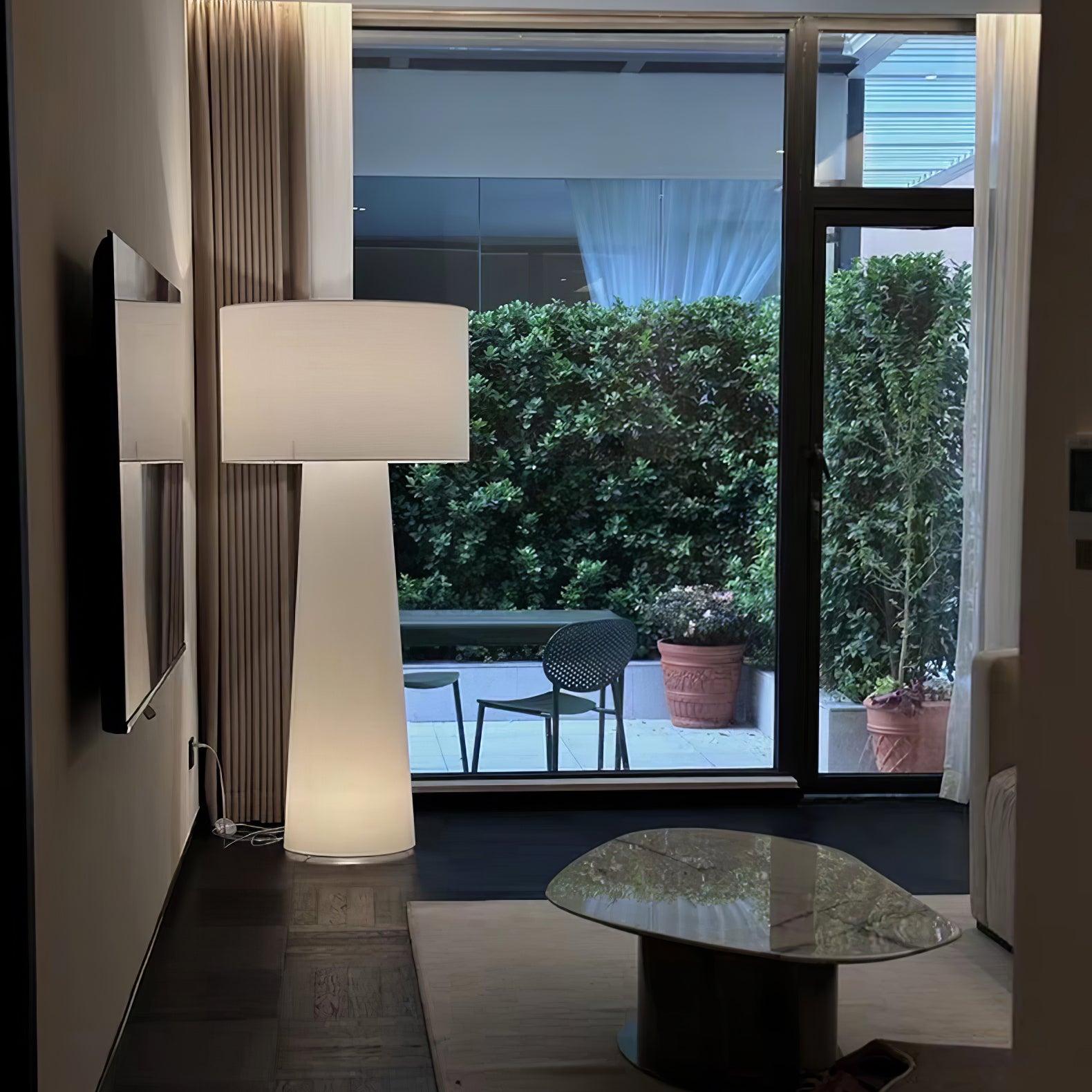 Modern Column White Fabric Floor Lamp Elegant Minimalist Cylinder Standing Light