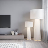 Modern Column White Fabric Floor Lamp Elegant Minimalist Cylinder Standing Light