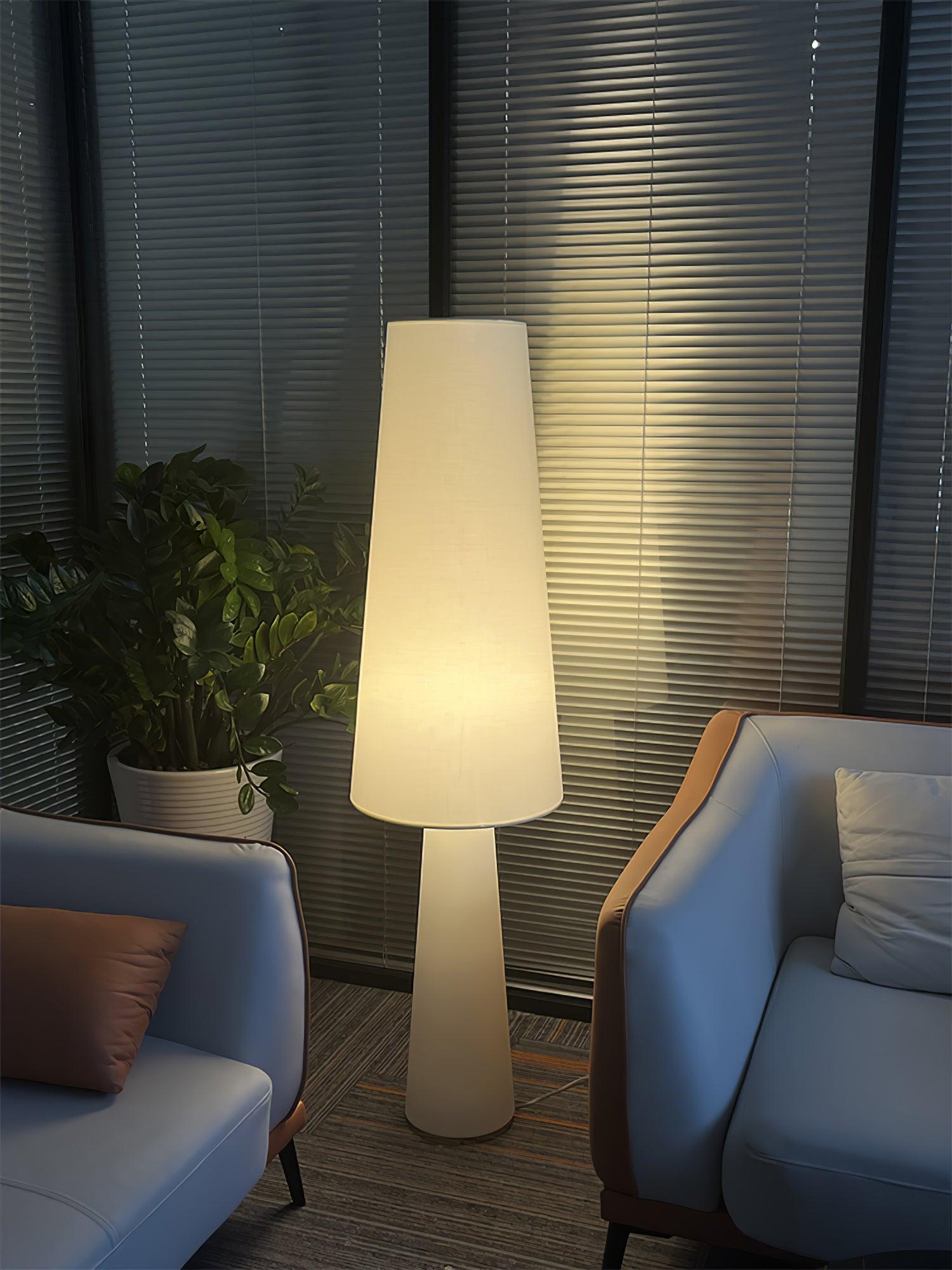 Modern Column White Fabric Floor Lamp Elegant Minimalist Cylinder Standing Light