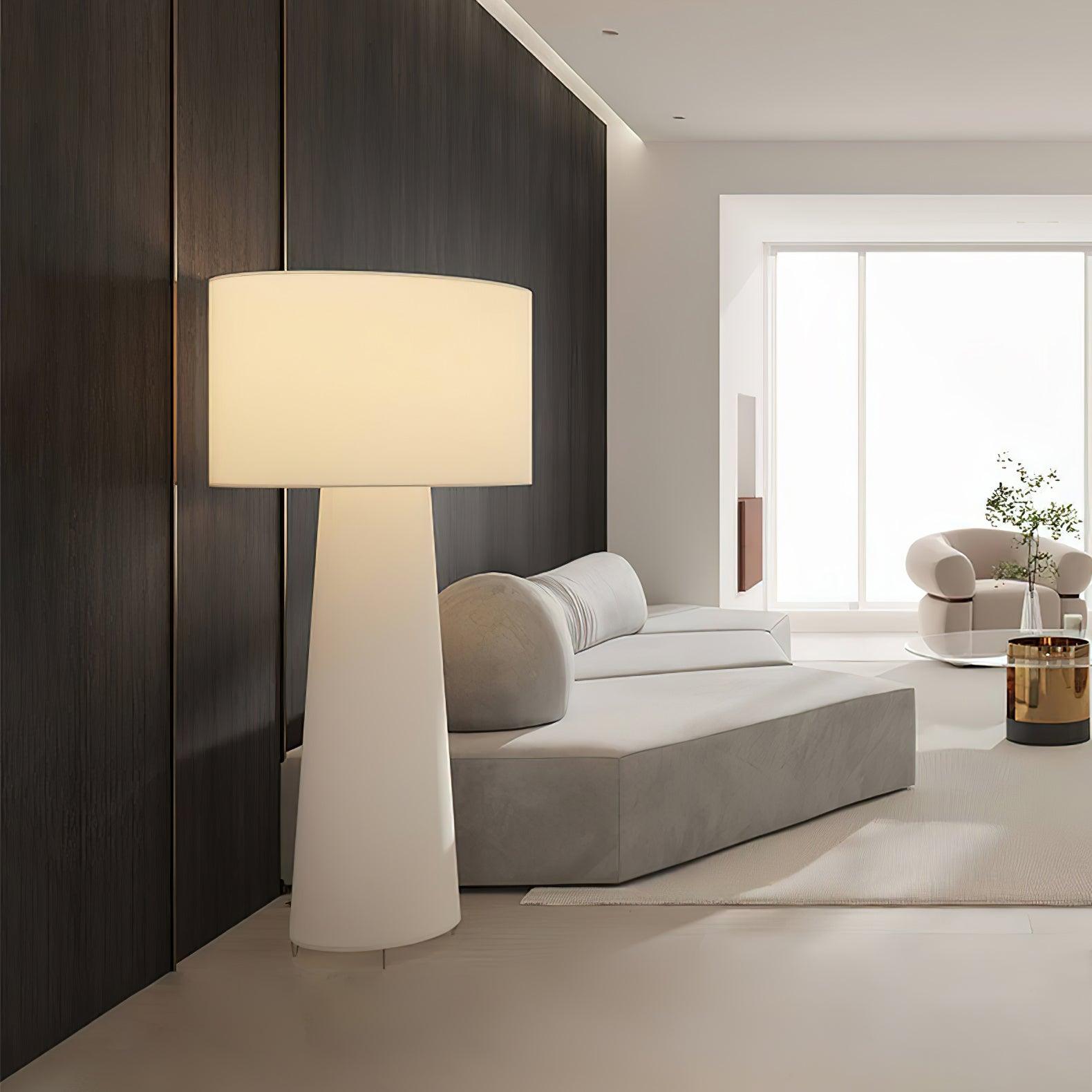 Modern Column White Fabric Floor Lamp Elegant Minimalist Cylinder Standing Light