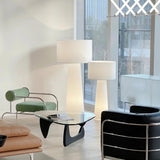 Modern Column White Fabric Floor Lamp Elegant Minimalist Cylinder Standing Light