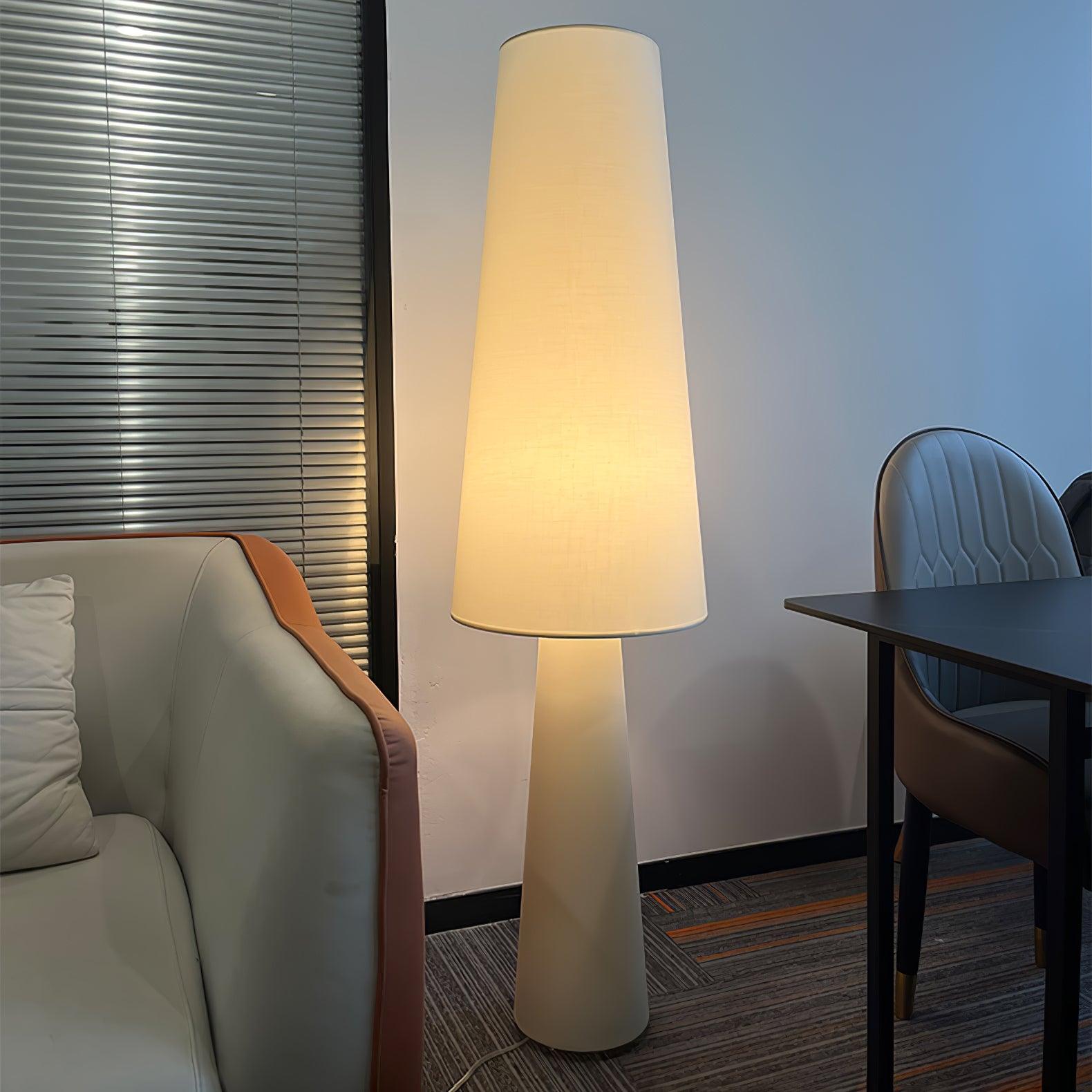 Modern Column White Fabric Floor Lamp Elegant Minimalist Cylinder Standing Light