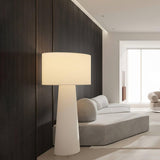 Modern Column White Fabric Floor Lamp Elegant Minimalist Cylinder Standing Light