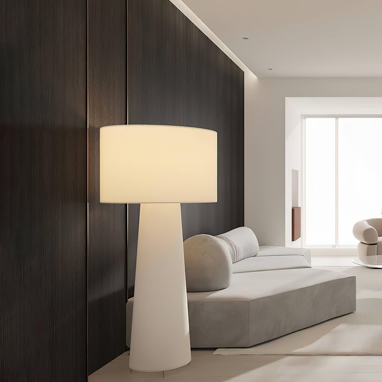 Modern Column White Fabric Floor Lamp Elegant Minimalist Cylinder Standing Light