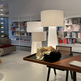 Modern Column White Fabric Floor Lamp Elegant Minimalist Cylinder Standing Light