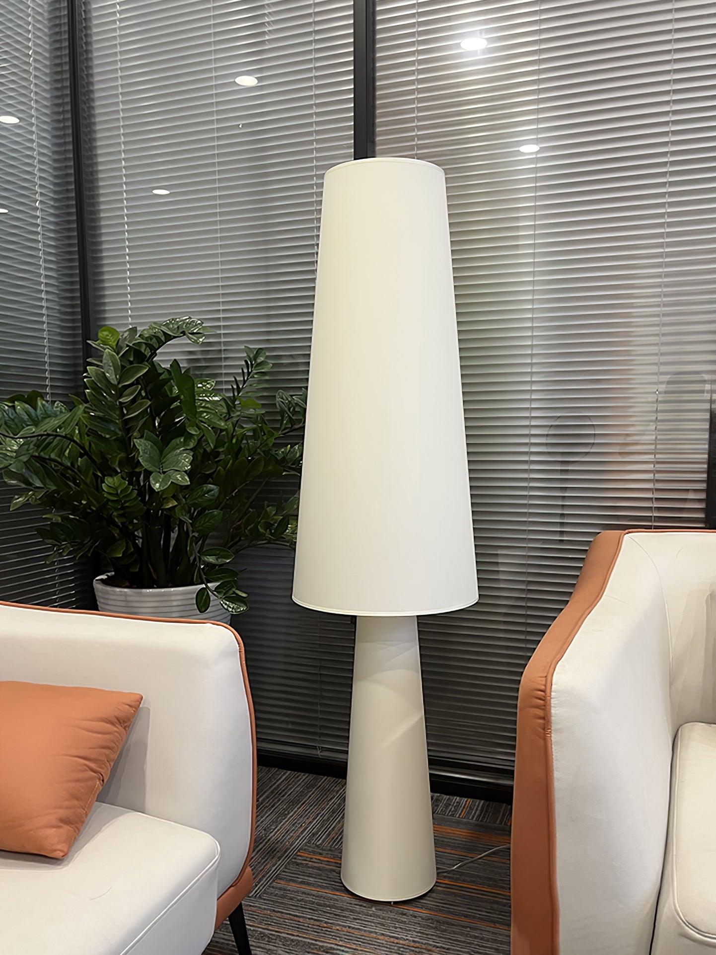 Modern Column White Fabric Floor Lamp Elegant Minimalist Cylinder Standing Light