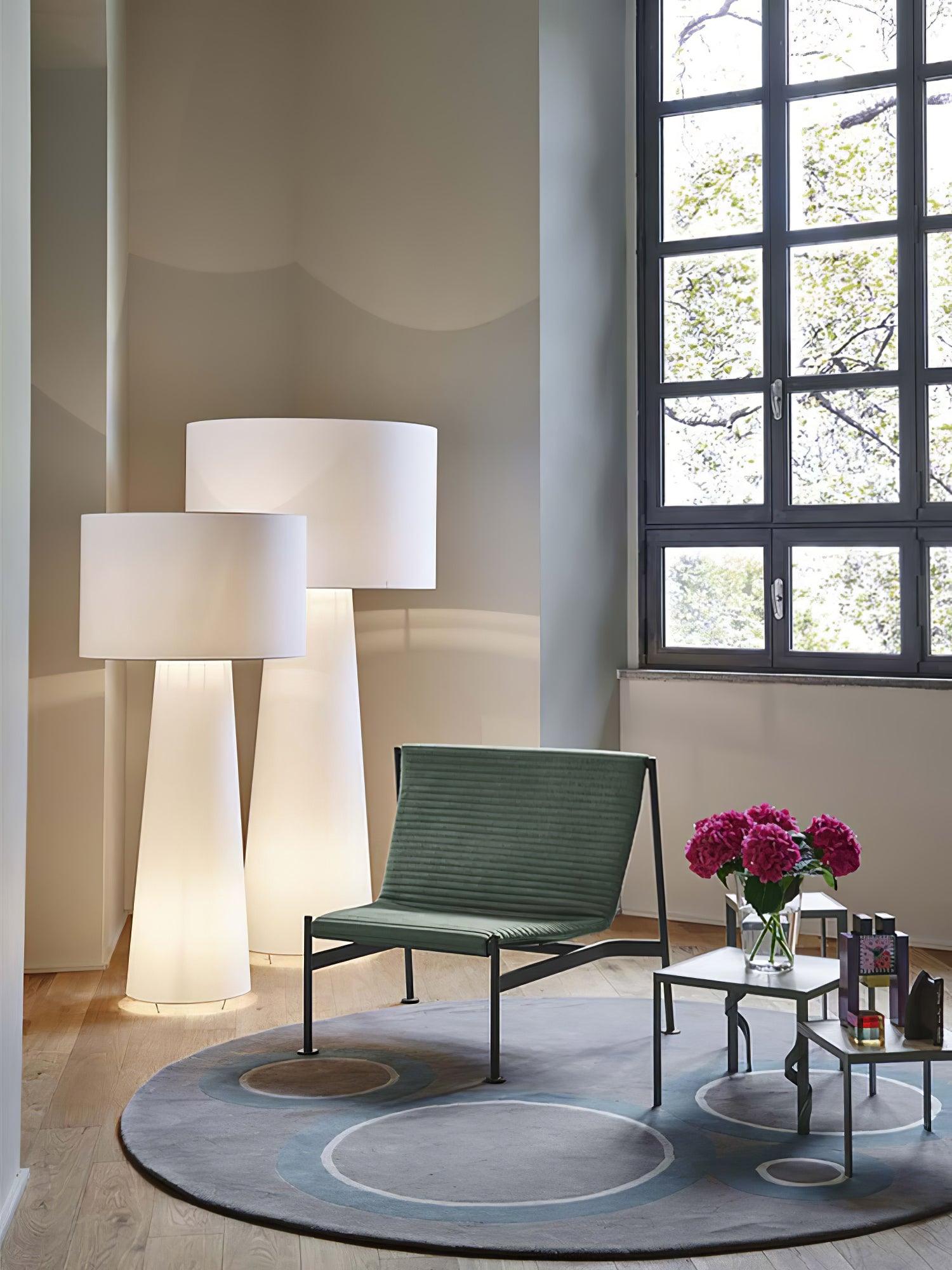 Modern Column White Fabric Floor Lamp Elegant Minimalist Cylinder Standing Light