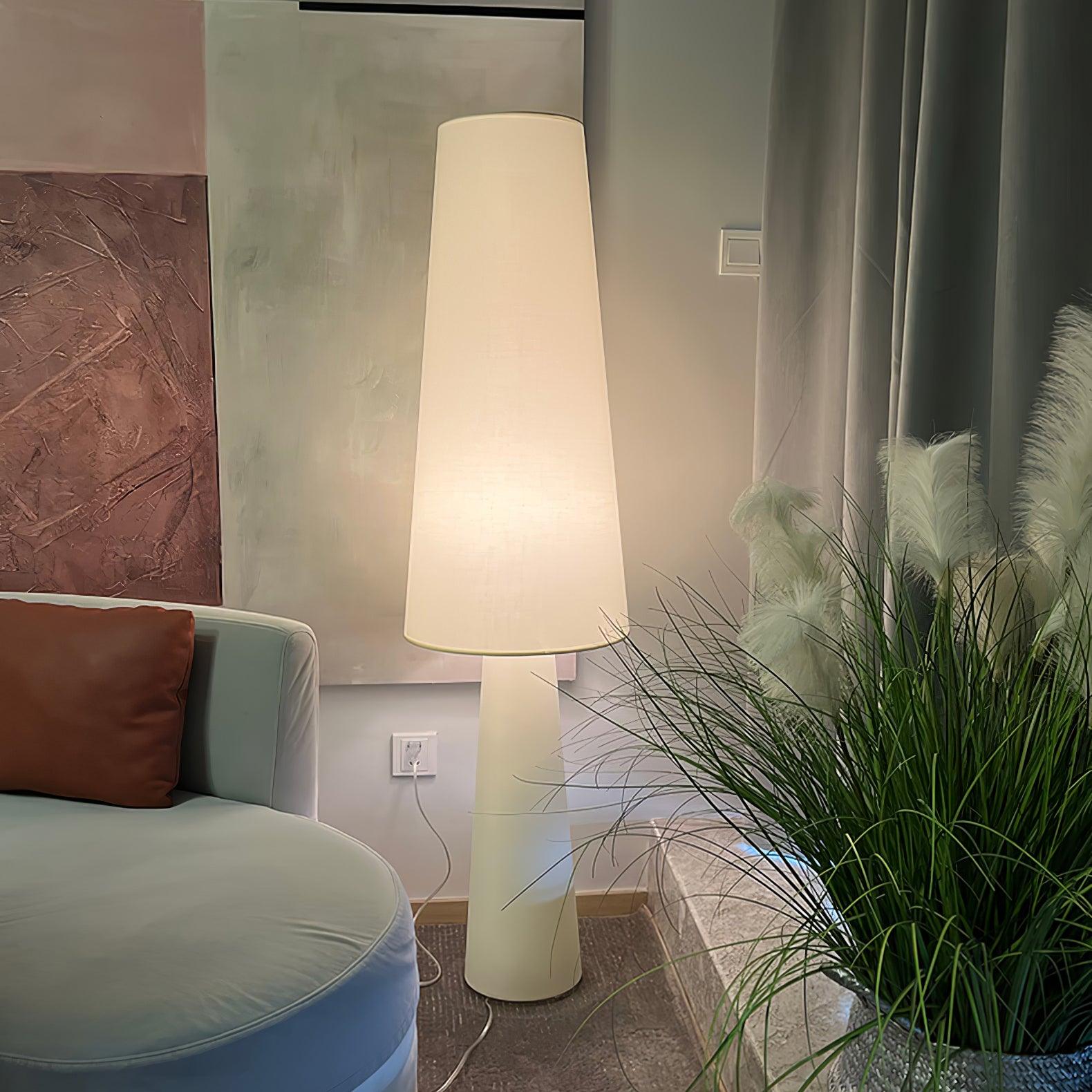 Modern Column White Fabric Floor Lamp Elegant Minimalist Cylinder Standing Light