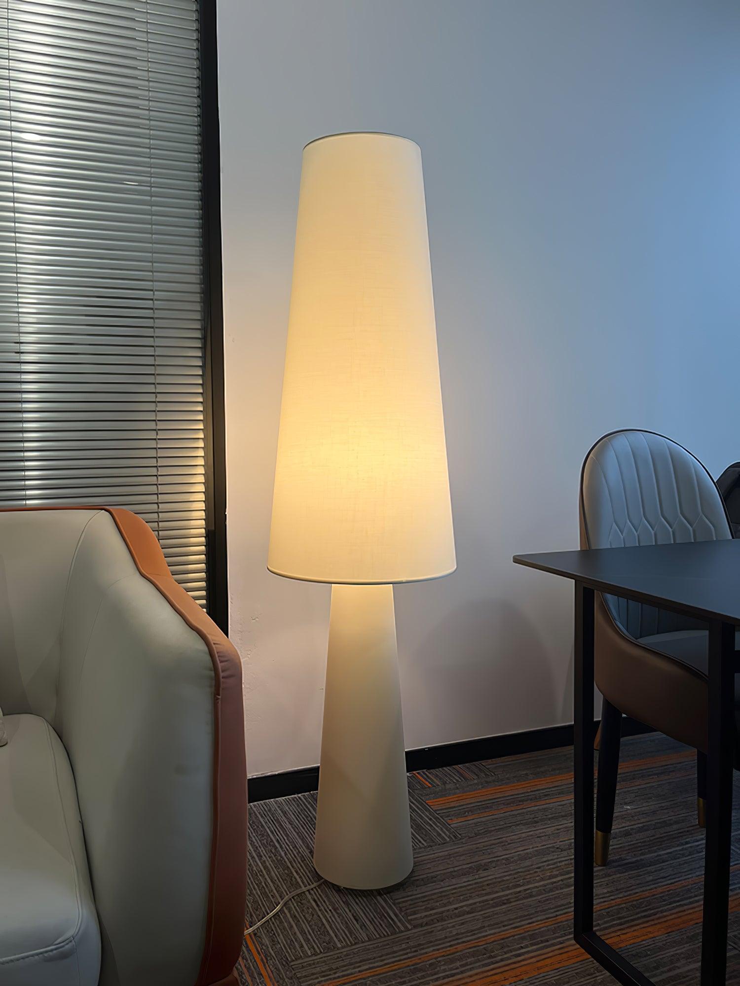 Modern Column White Fabric Floor Lamp Elegant Minimalist Cylinder Standing Light