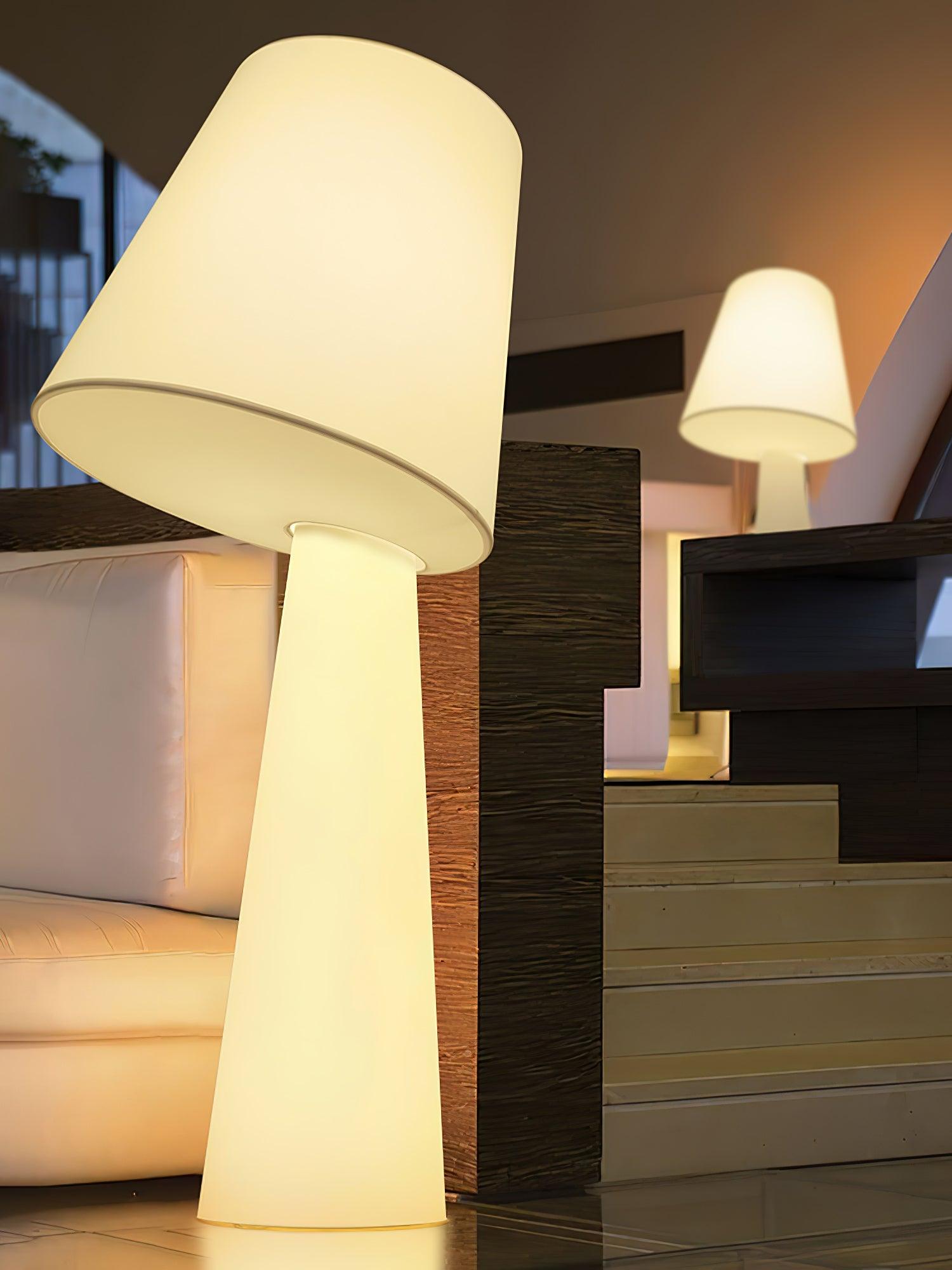 Modern Column White Fabric Floor Lamp Elegant Minimalist Cylinder Standing Light