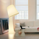 Modern Column White Fabric Floor Lamp Elegant Minimalist Cylinder Standing Light