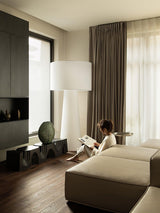 Modern Column White Fabric Floor Lamp Elegant Minimalist Cylinder Standing Light