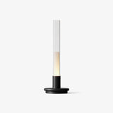 Minimalist Rechargeable Column Table Lamp Cordless Bedside Reading Light with Black Metal Body