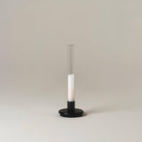 Minimalist Rechargeable Column Table Lamp Cordless Bedside Reading Light with Black Metal Body